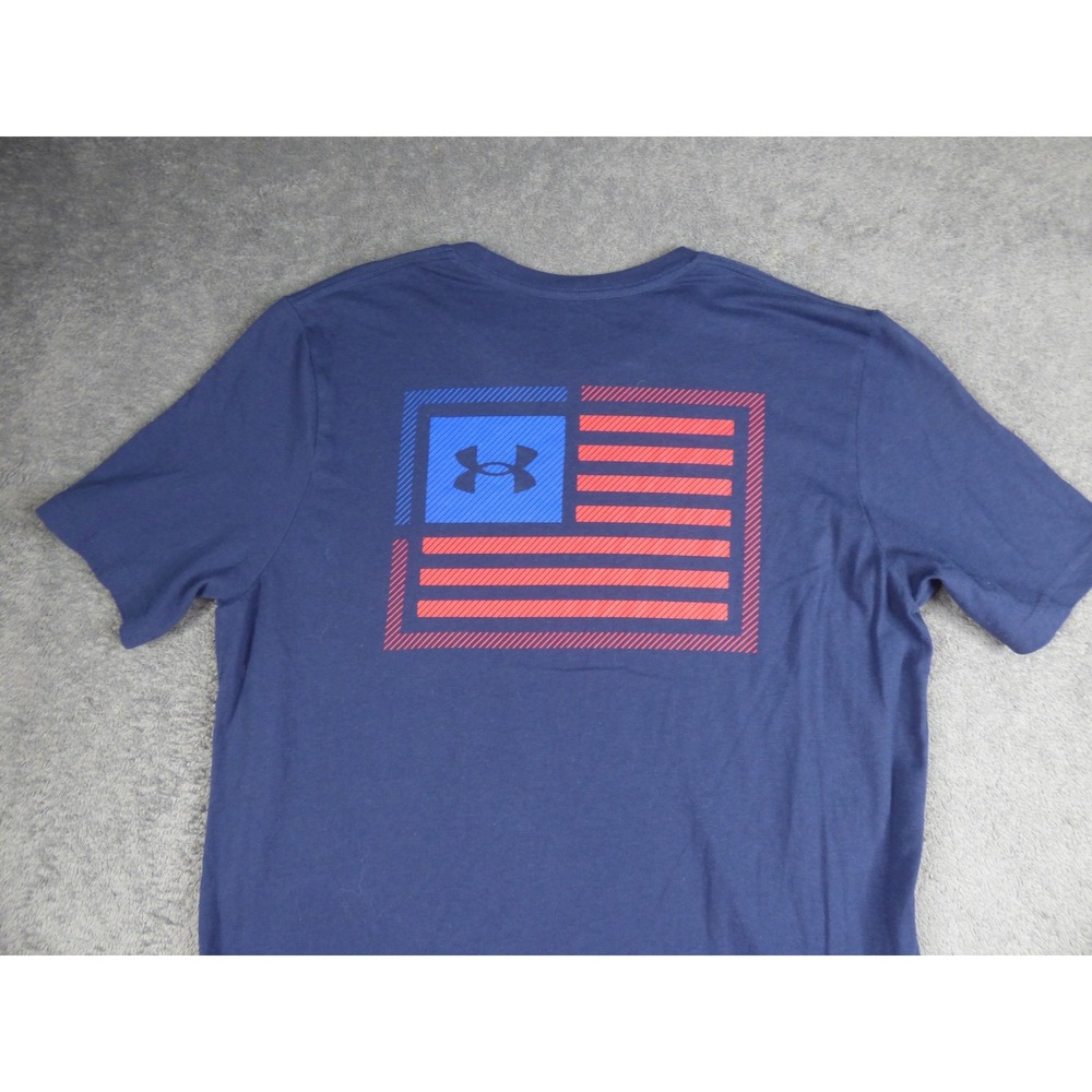 Under Armour Freedom Flag T Shirt Mens Medium Navy Blue Short Sleeve Graphic Tee